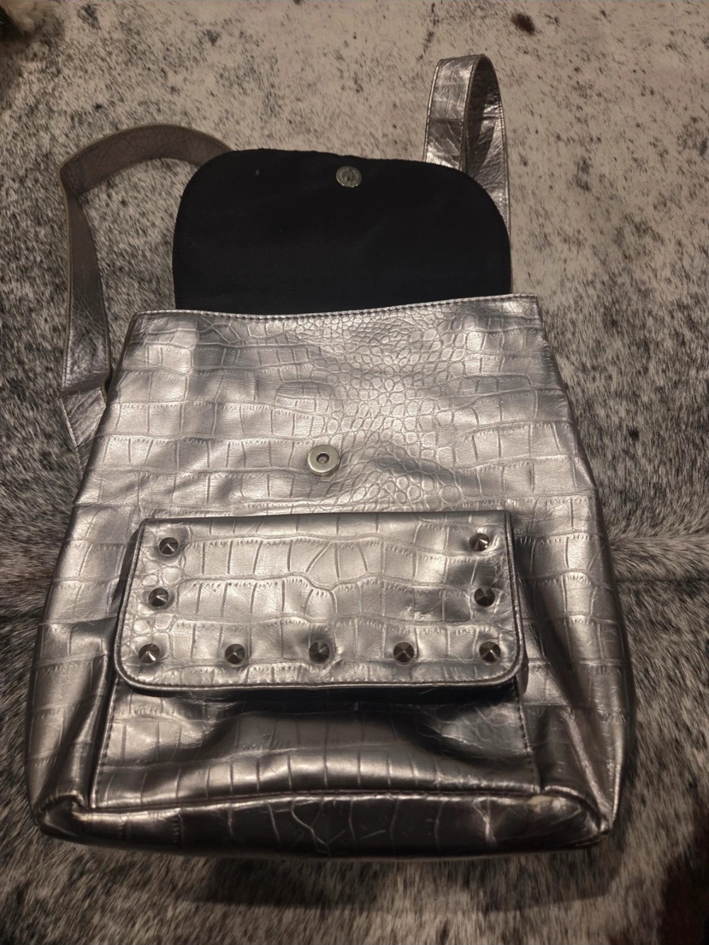 Disney Villains Silver Metallic Studded Backpack
